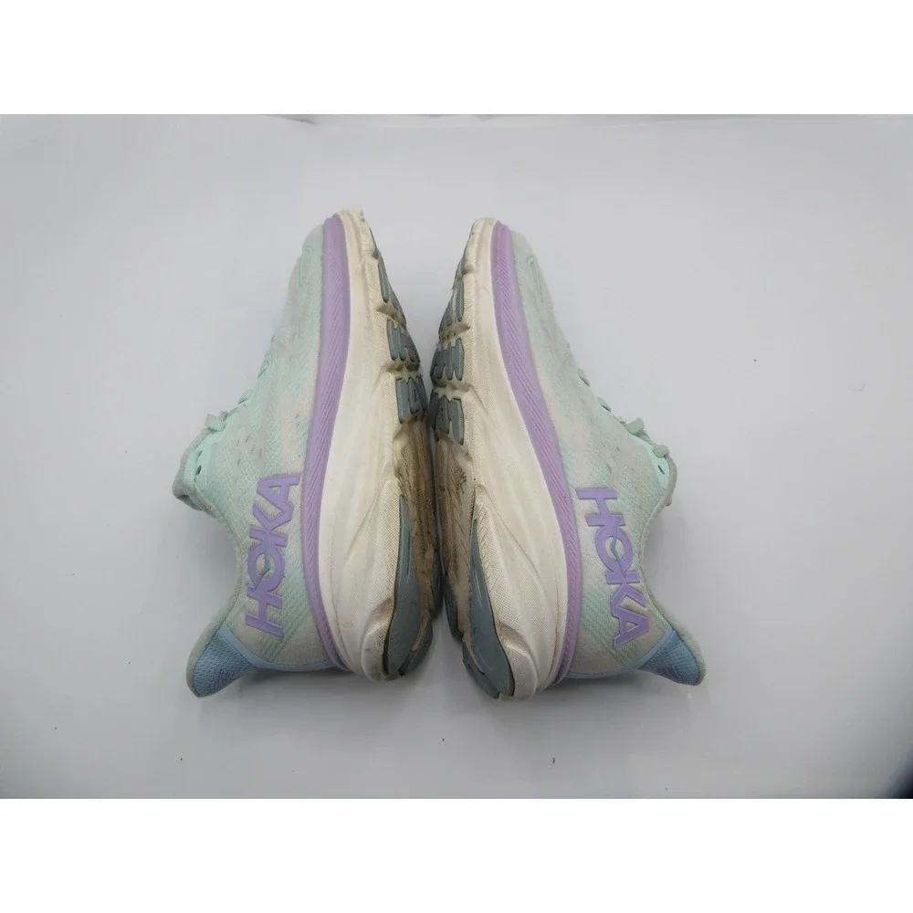 Hoka One‎ One Clifton 9 Running Shoes Womens Size 7.5 Mint Green Purple Sneakers